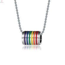 Collar de anillos de compromiso de orgullo gay de acero inoxidable de precio barato joyería de orgullo gay